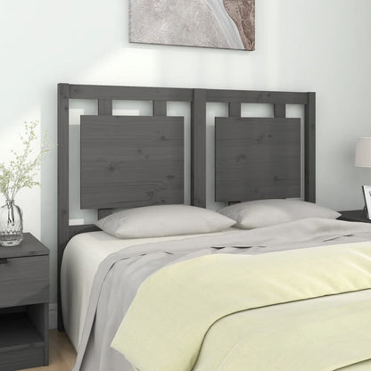 Solid Pine Wood Grey Bed Headboard 125.5x4x100 cm