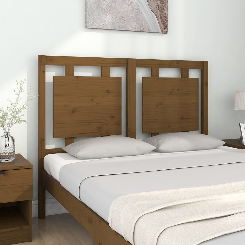 Solid Pine Wood Honey Brown Headboard 125.5x4x100 cm