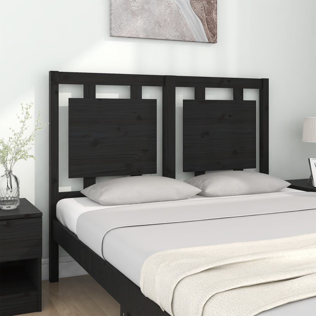Solid Pine Wood Black Headboard 125.5x4x100 cm - Stylish & Durable