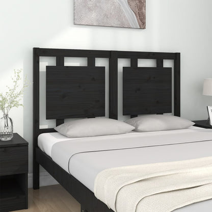 Solid Pine Wood Black Headboard 125.5x4x100 cm - Stylish & Durable