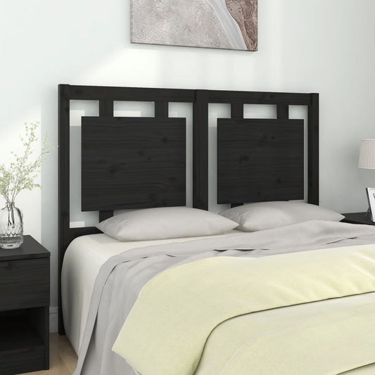 Solid Pine Wood Black Headboard 125.5x4x100 cm - Stylish & Durable