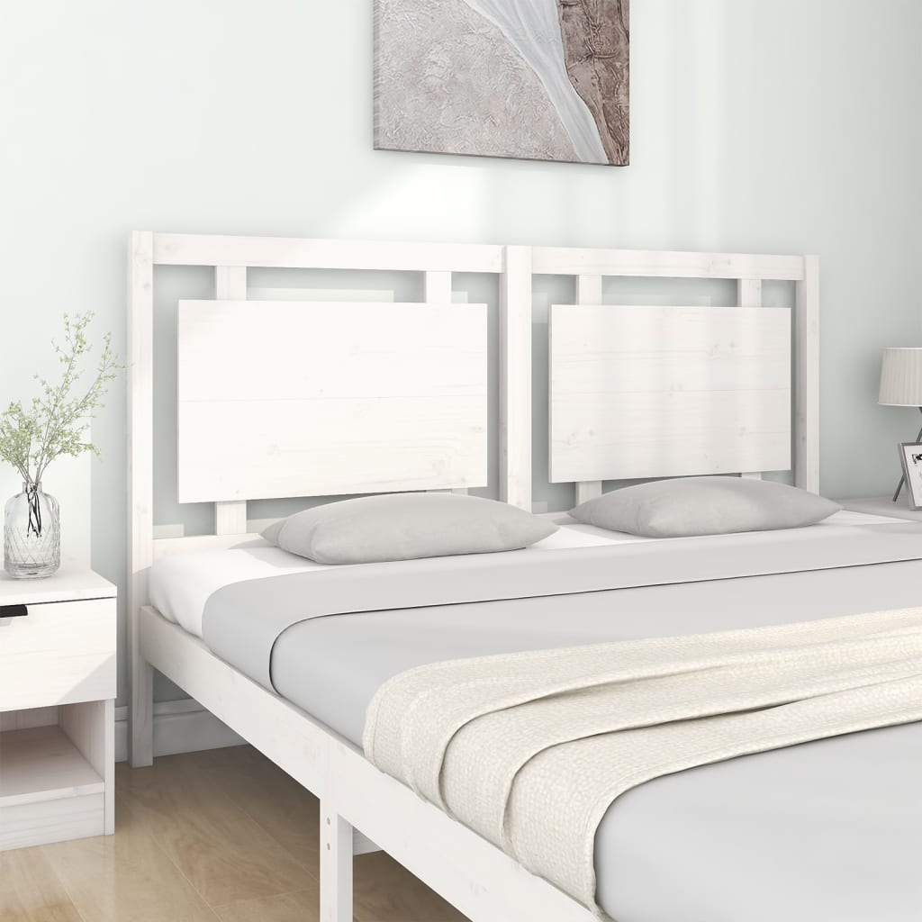 White Solid Pine Wood Bed Headboard 165.5x4x100 cm