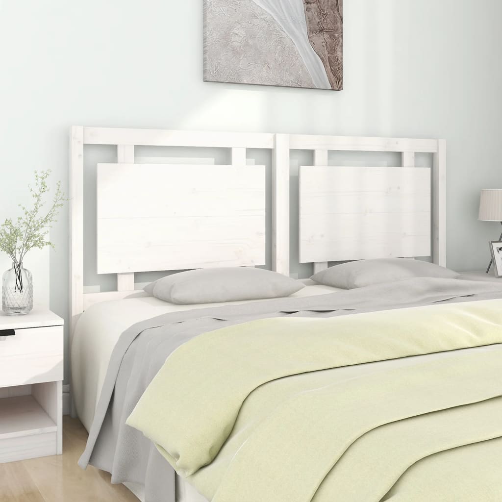 White Solid Pine Wood Bed Headboard 165.5x4x100 cm