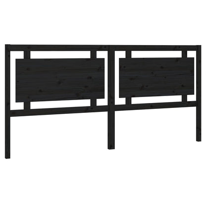 Solid Pine Wood Bed Headboard - Black, 205.5x4x100 cm