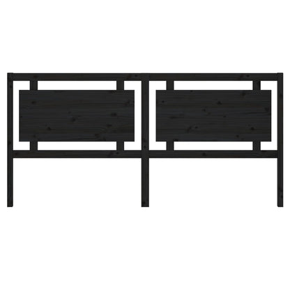 Solid Pine Wood Bed Headboard - Black, 205.5x4x100 cm