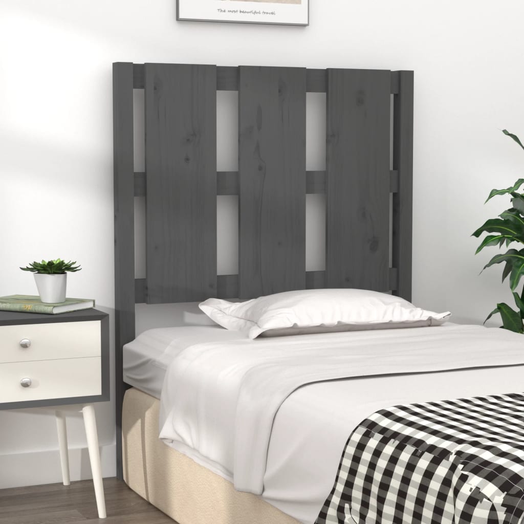 Solid Pine Wood Grey Headboard 80.5x4x100 cm - Stylish & Durable
