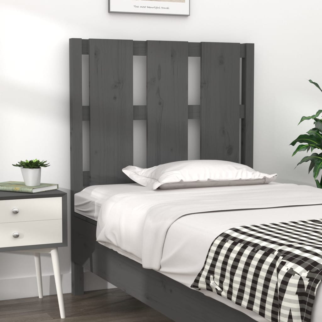 Solid Pine Wood Grey Headboard 80.5x4x100 cm - Stylish & Durable