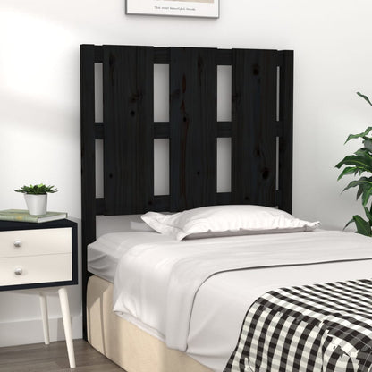 Black Solid Pine Wood Bed Headboard - 80.5x4x100 cm