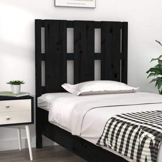 Black Solid Pine Wood Bed Headboard - 80.5x4x100 cm