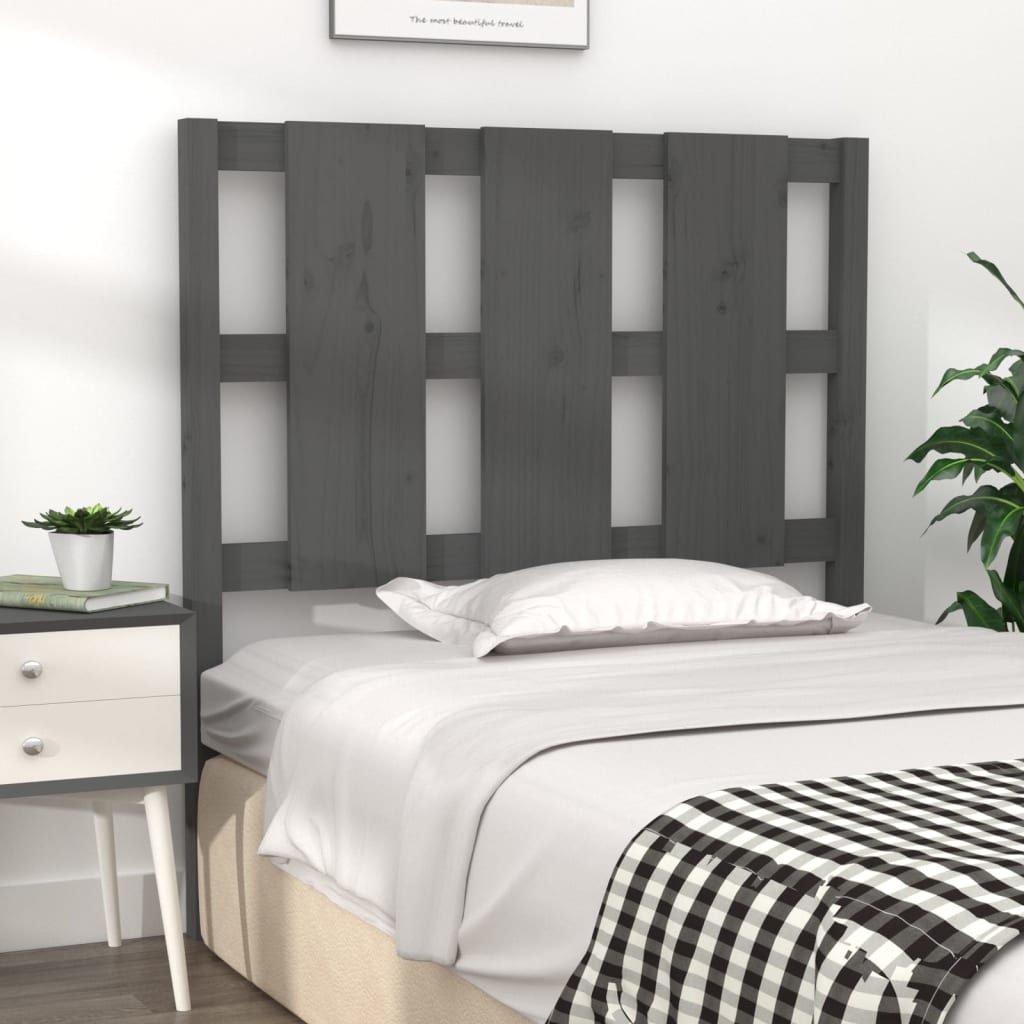 Solid Pine Grey Bed Headboard 95.5x4x100 cm - Stylish & Durable