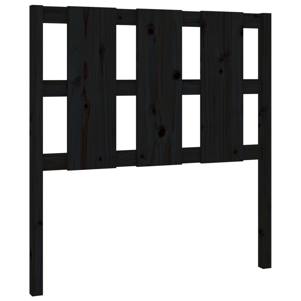 Solid Pine Wood Black Headboard - 95.5x4x100 cm