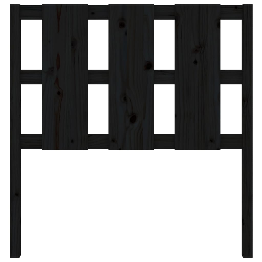 Solid Pine Wood Black Headboard - 95.5x4x100 cm