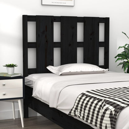 Solid Pine Wood Black Headboard - 95.5x4x100 cm