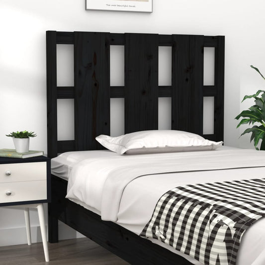 Solid Pine Wood Black Headboard - 95.5x4x100 cm