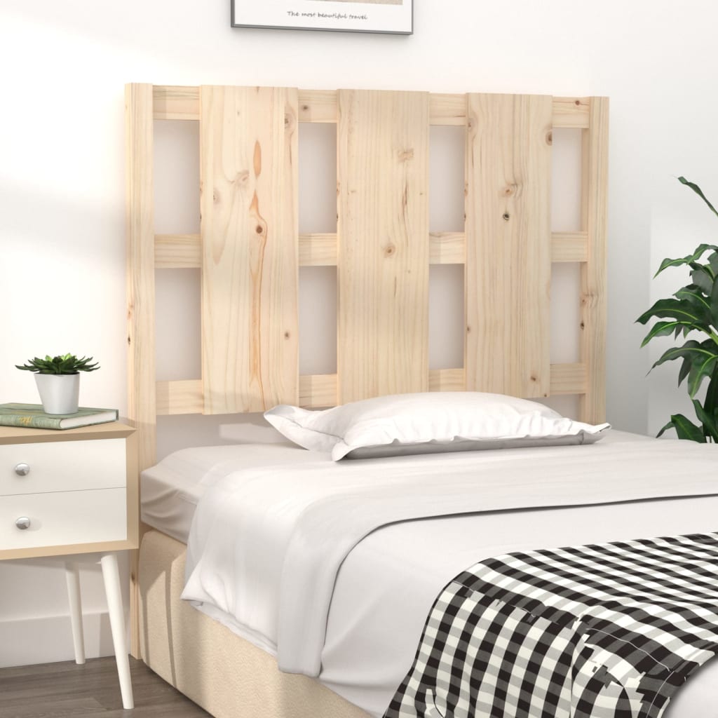 Solid Pine Wood Bed Headboard - 105.5x4x100 cm Natural Finish