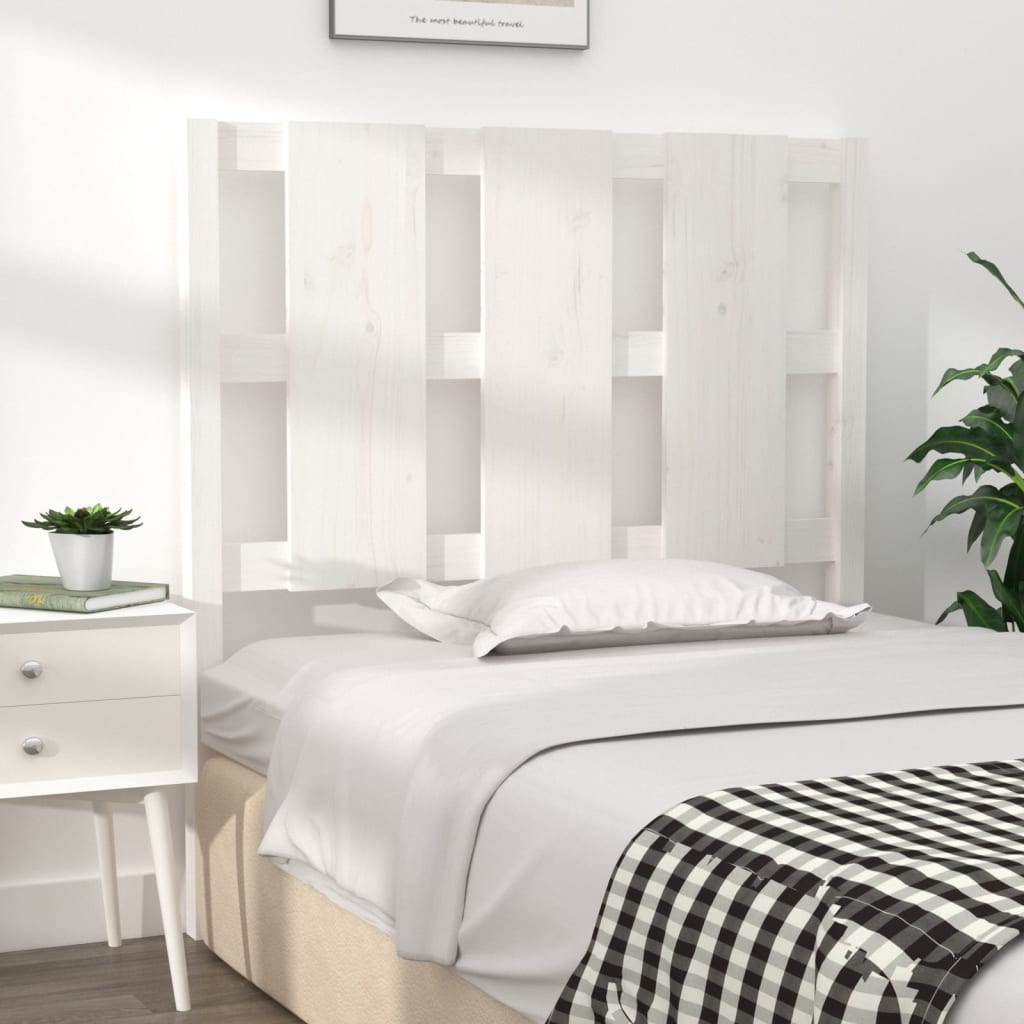 Solid Pine Wood Headboard - White 105.5x4x100 cm | Elegant Design