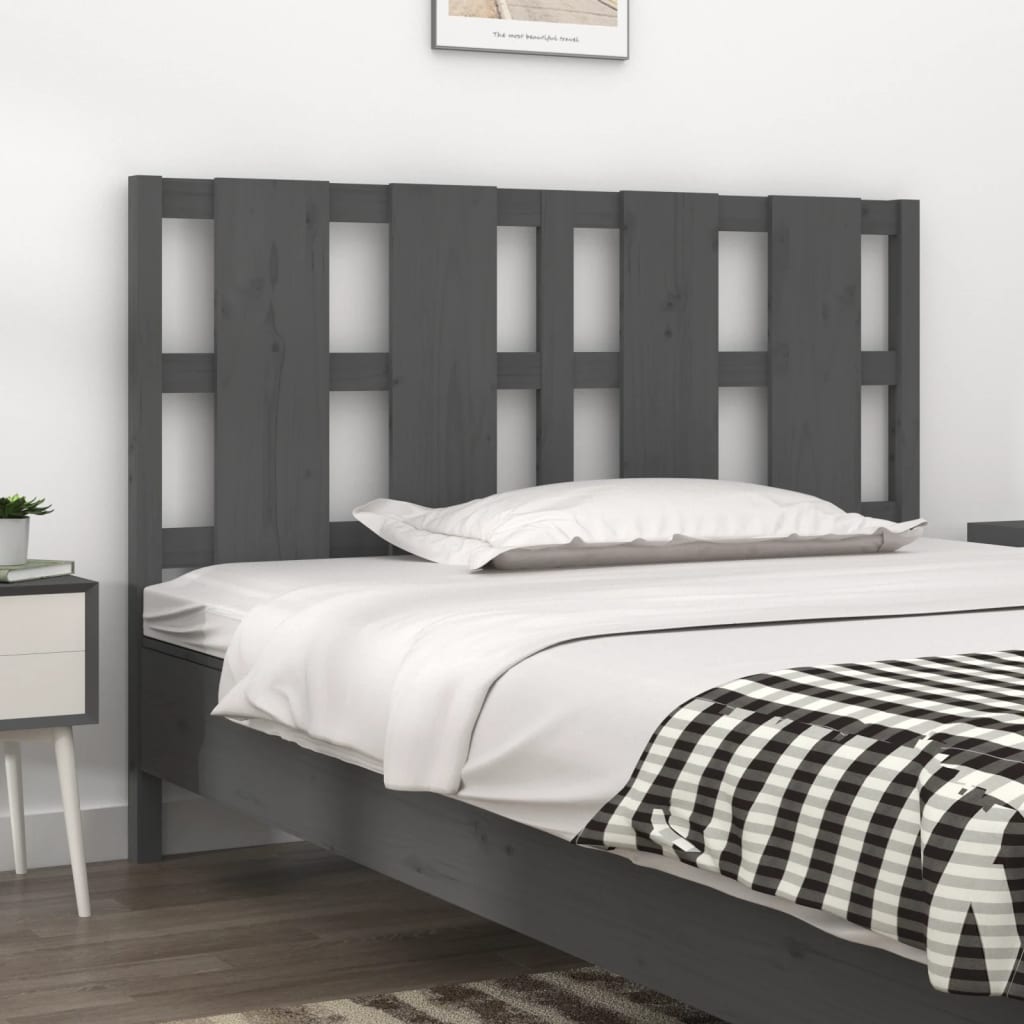 Solid Pine Grey Headboard 145.5x4x100 cm – Elegant Bedroom Upgrade