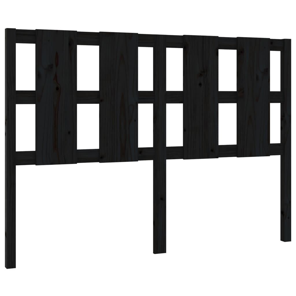 Sleek Black Solid Wood Pine Bed Headboard - 145.5x4x100 cm