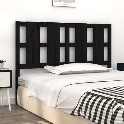 Sleek Black Solid Wood Pine Bed Headboard - 145.5x4x100 cm