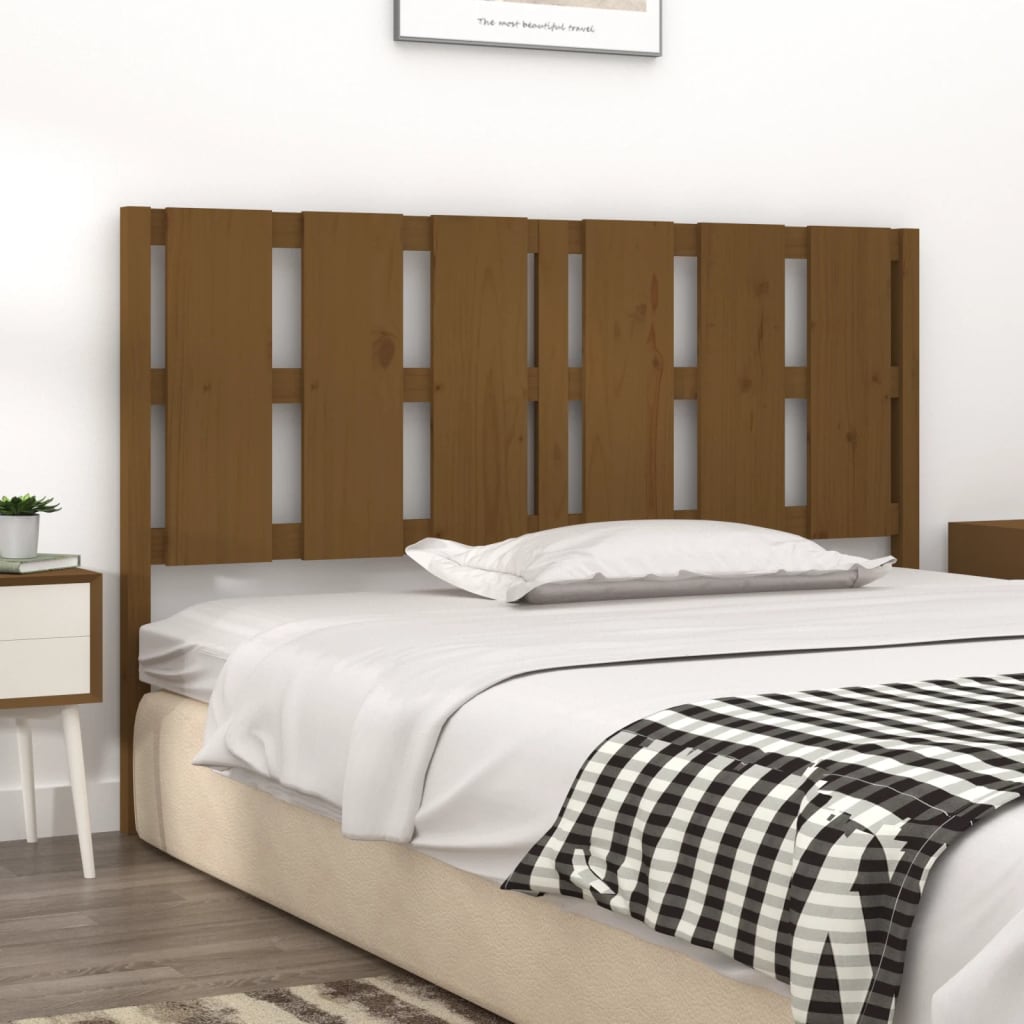 Solid Pine Wood Bed Headboard, Honey Brown, 155.5x4x100 cm