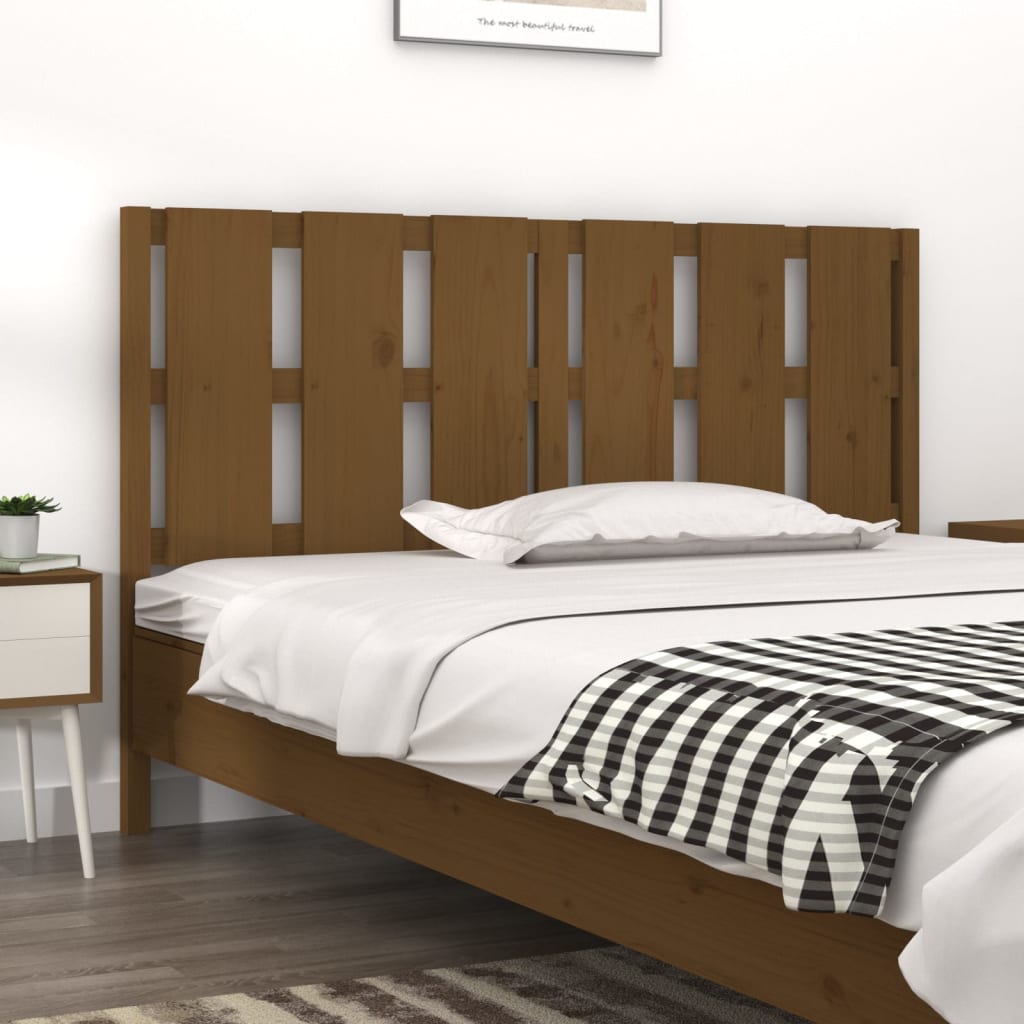 Solid Pine Wood Bed Headboard, Honey Brown, 155.5x4x100 cm