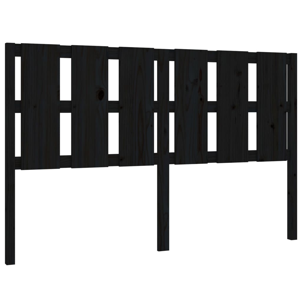 Elegant Black Solid Pine Wood Bed Headboard 155.5x4x100 cm