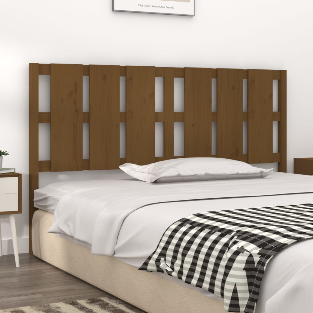 Solid Pine Wood Bed Headboard, Honey Brown, 165.5x4x100 cm