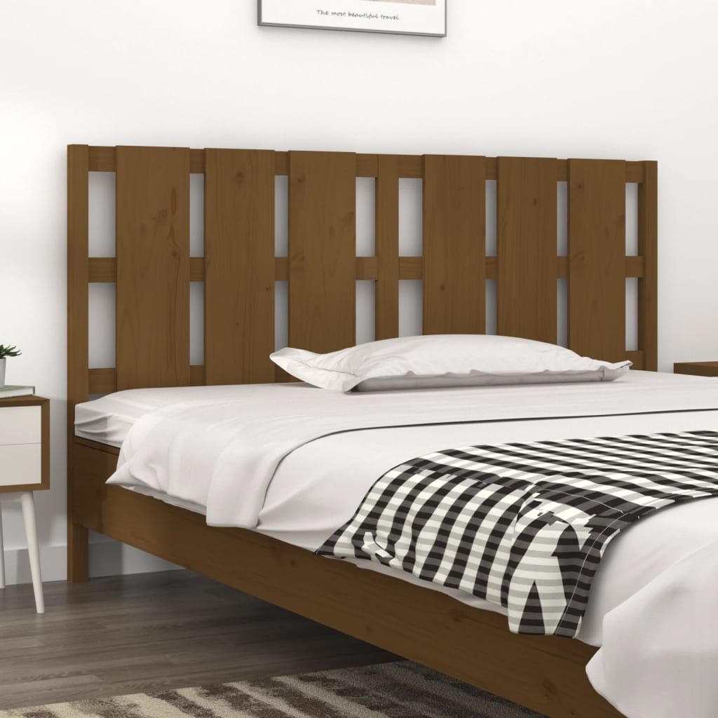 Solid Pine Wood Bed Headboard, Honey Brown, 165.5x4x100 cm