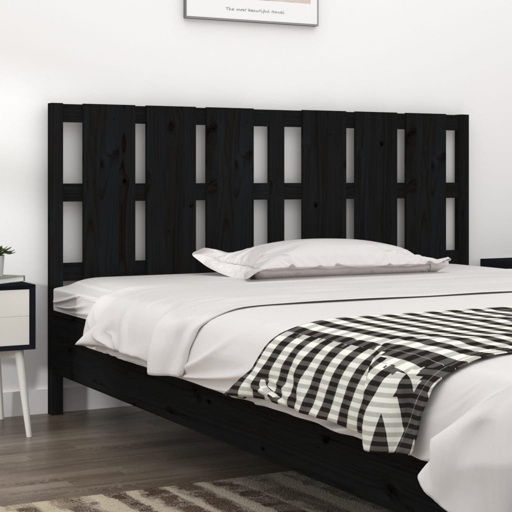 Solid Pine Bed Headboard Black 165.5x4x100 cm - Stylish & Durable