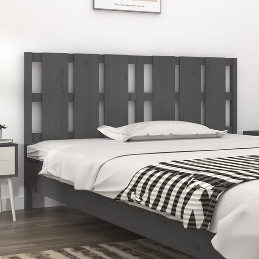 Solid Pine Wood Grey Bed Headboard - 185.5x4x100 cm