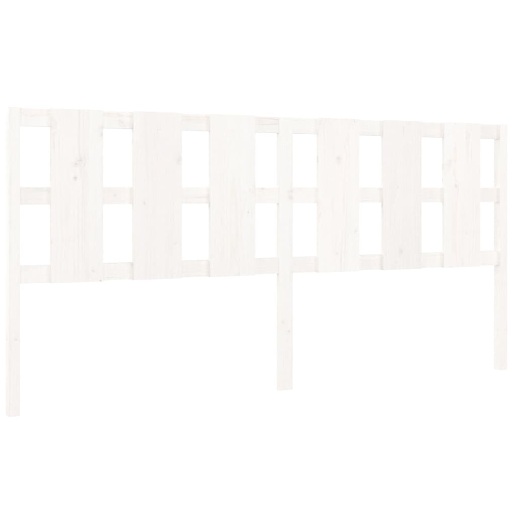 Solid Pine Wood White Bed Headboard, 205.5x4x100 cm