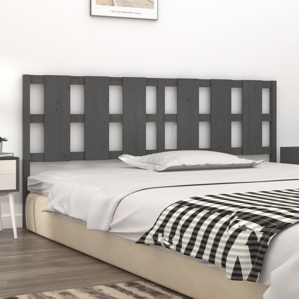 Solid Pine Wood Grey Headboard 205.5x4x100 cm - Elegant & Durable