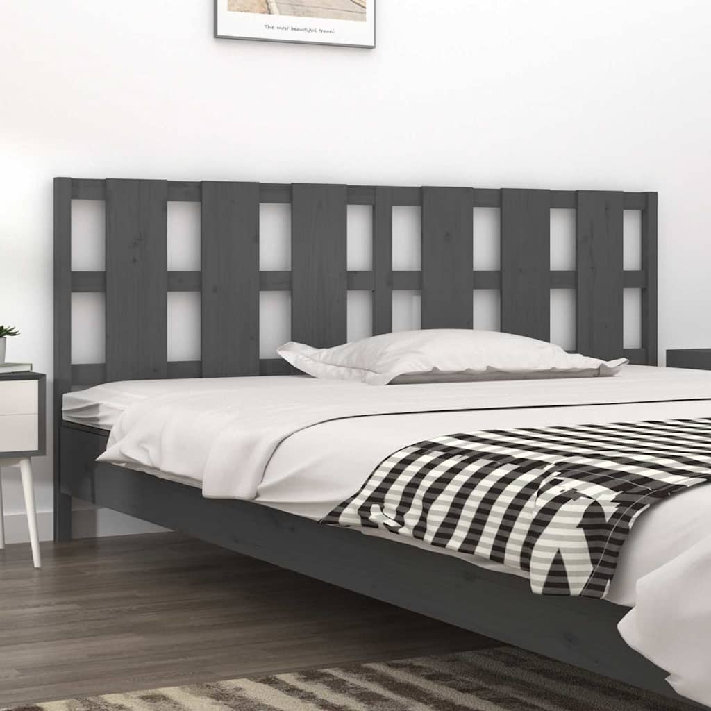 Solid Pine Wood Grey Headboard 205.5x4x100 cm - Elegant & Durable