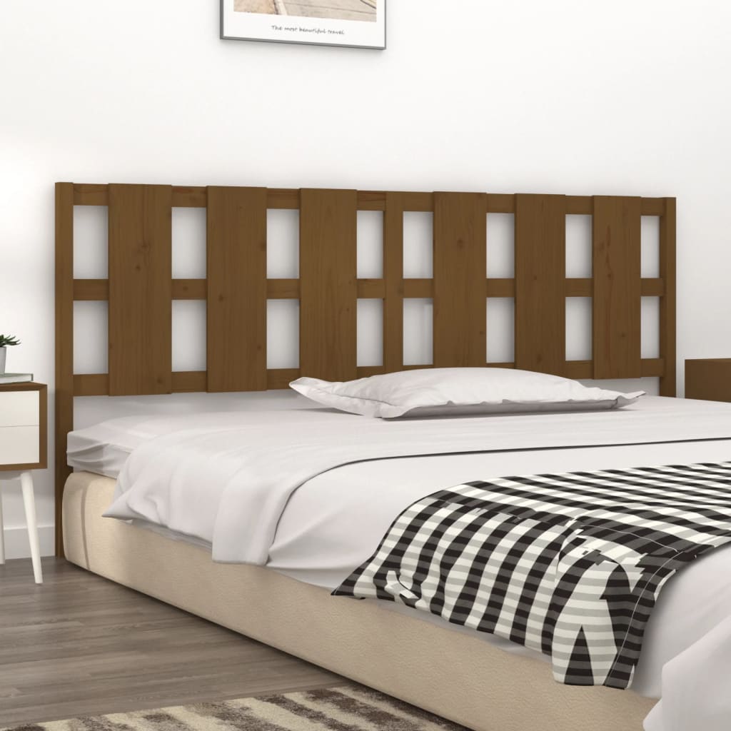 Solid Pine Wood Bed Headboard, Honey Brown, 205.5x4x100 cm