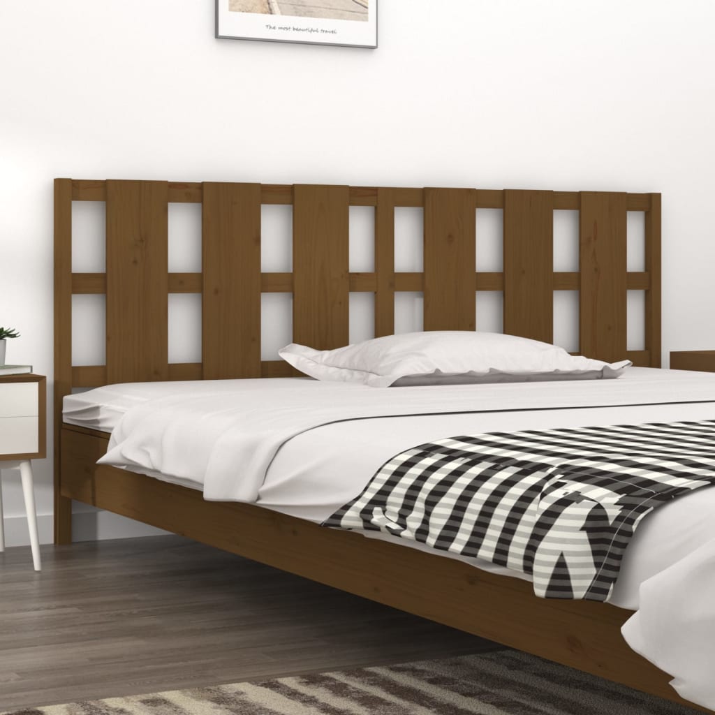 Solid Pine Wood Bed Headboard, Honey Brown, 205.5x4x100 cm