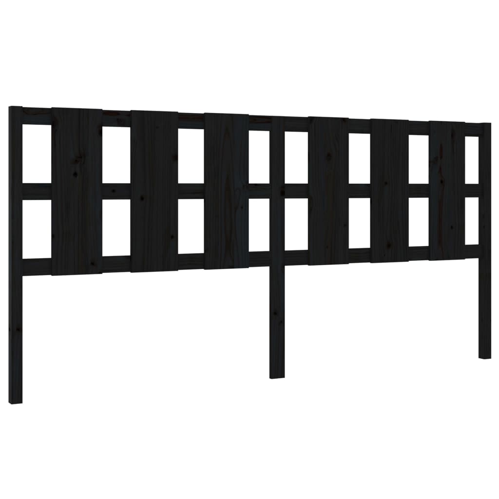 Solid Wood Pine Black Headboard 205.5x4x100 cm - Elegant Bedroom Upgrade