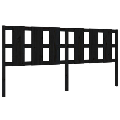 Solid Wood Pine Black Headboard 205.5x4x100 cm - Elegant Bedroom Upgrade