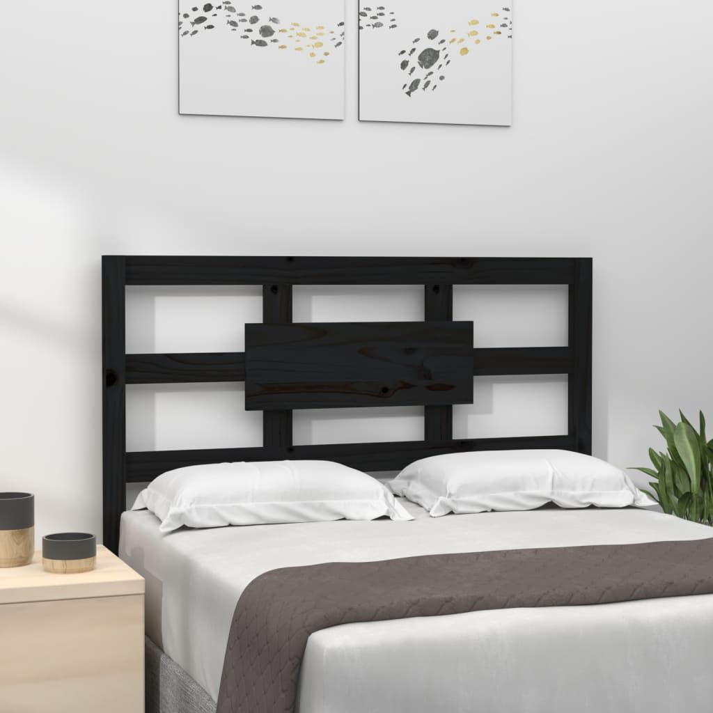 Solid Pine Wood Bed Headboard, Black 95.5x4x100 cm