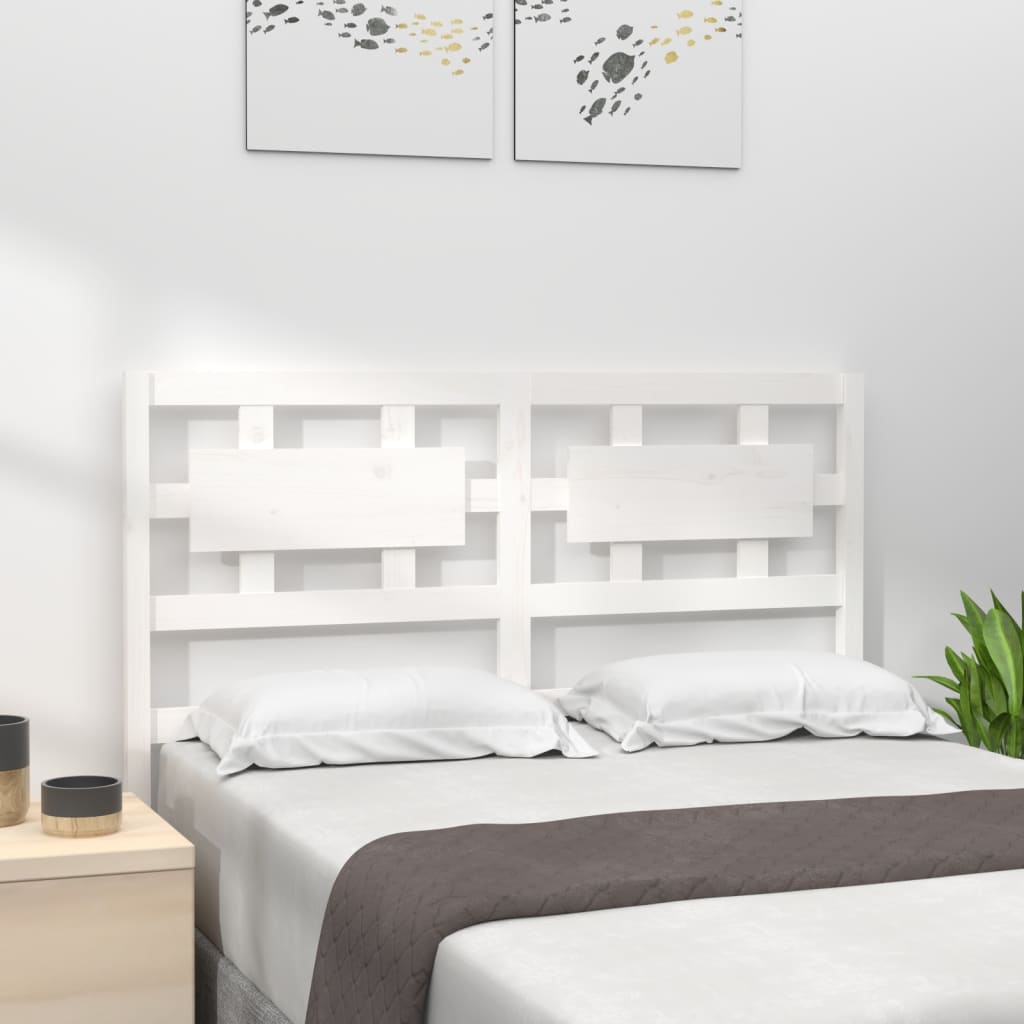Elegant White Solid Pine Wood Bed Headboard, 125.5x4x100 cm