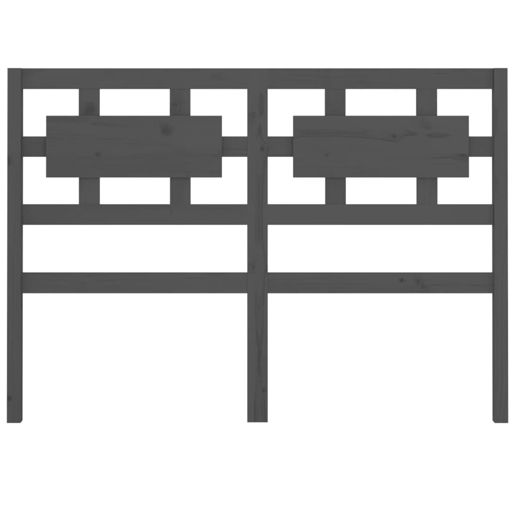 Solid Pine Wood Grey Bed Headboard - 125.5x4x100 cm