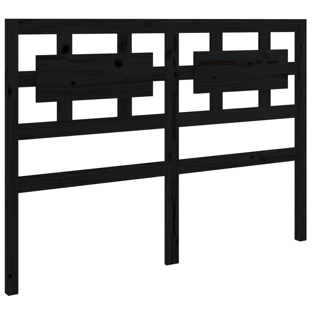 Solid Pine Wood Bed Headboard - Black 125.5x4x100 cm
