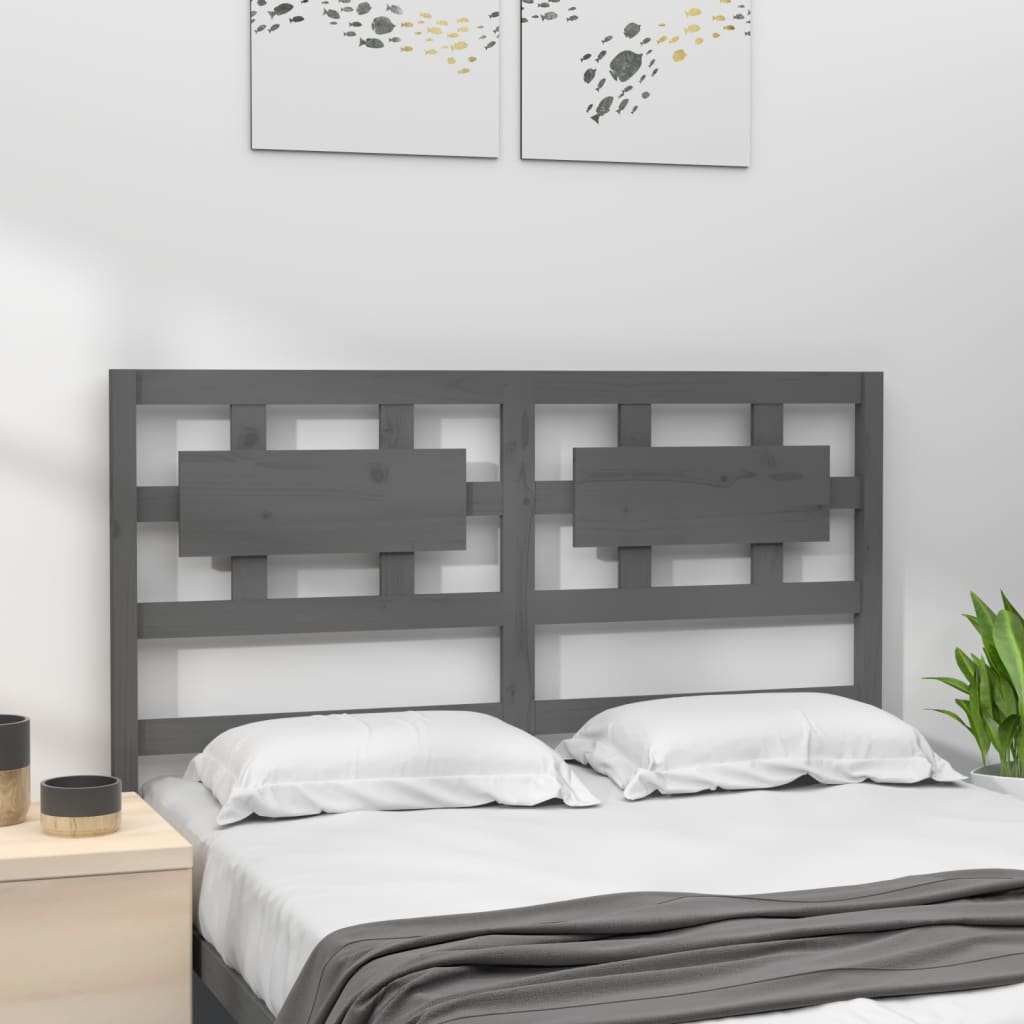 Solid Wood Grey Headboard 145.5x4x100 cm - Stylish & Durable