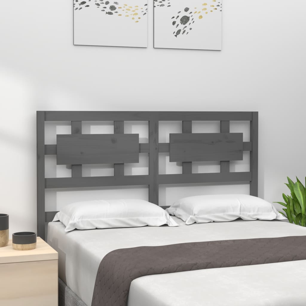 Solid Wood Pine Headboard - Grey, 205.5x4x100 cm