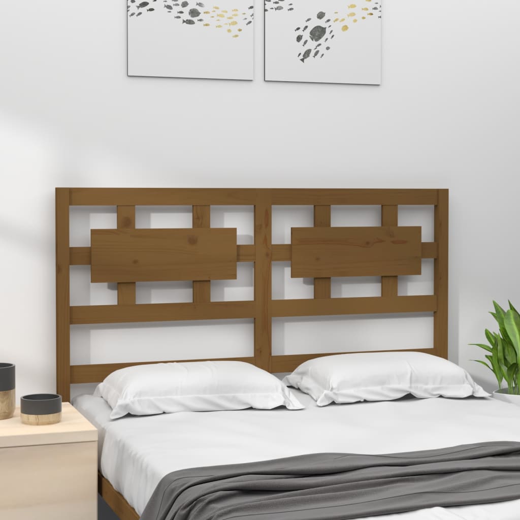 Solid Wood Pine Honey Brown Bed Headboard 205.5x4x100 cm