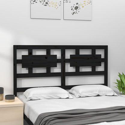 Solid Wood Pine Bed Headboard 205.5x4x100 cm - Black Finish