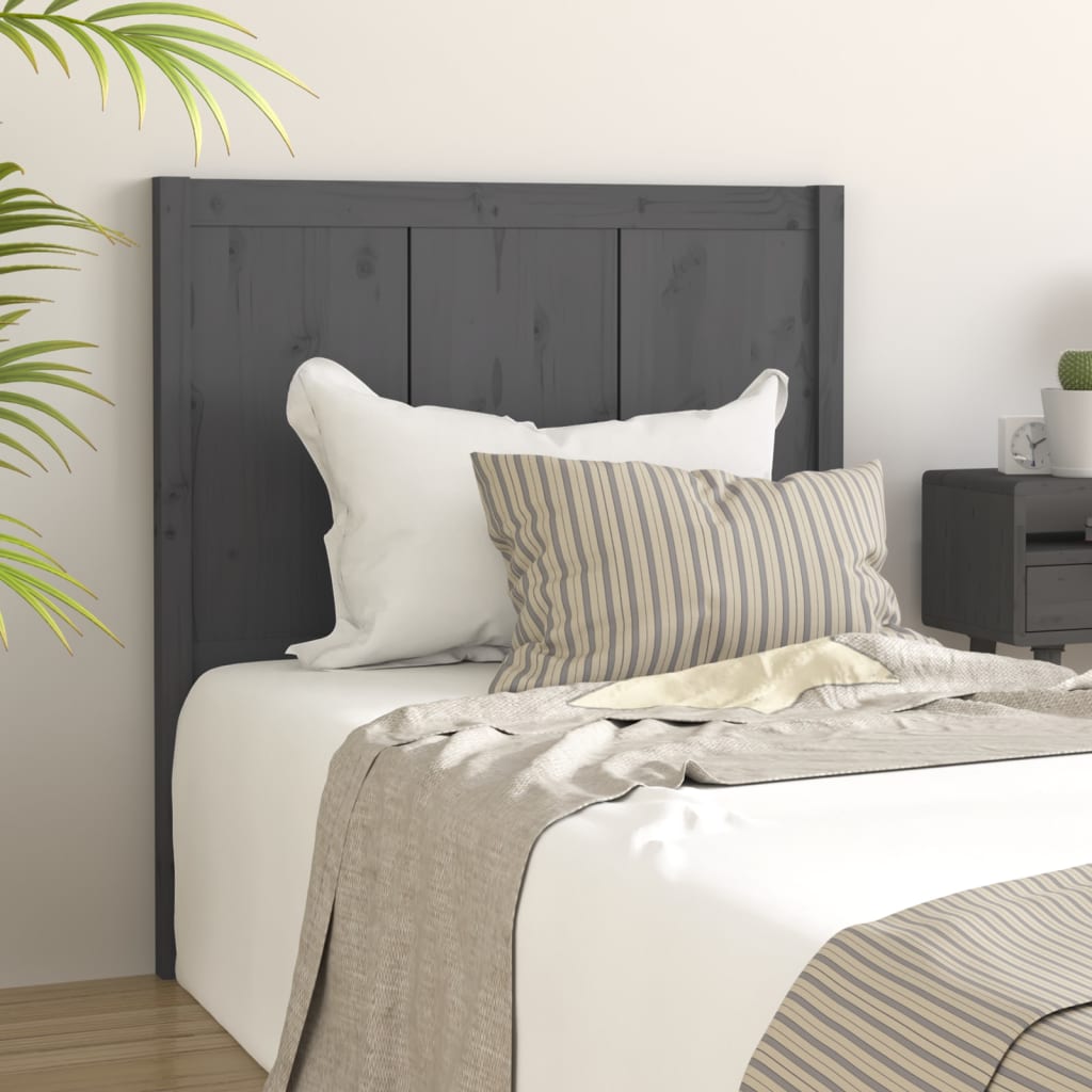 Solid Pine Wood Grey Headboard 80.5x4x100 cm - Stylish & Durable