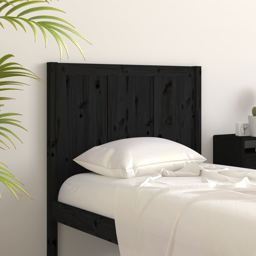 Solid Pine Wood Bed Headboard - Black, 95.5x4x100 cm