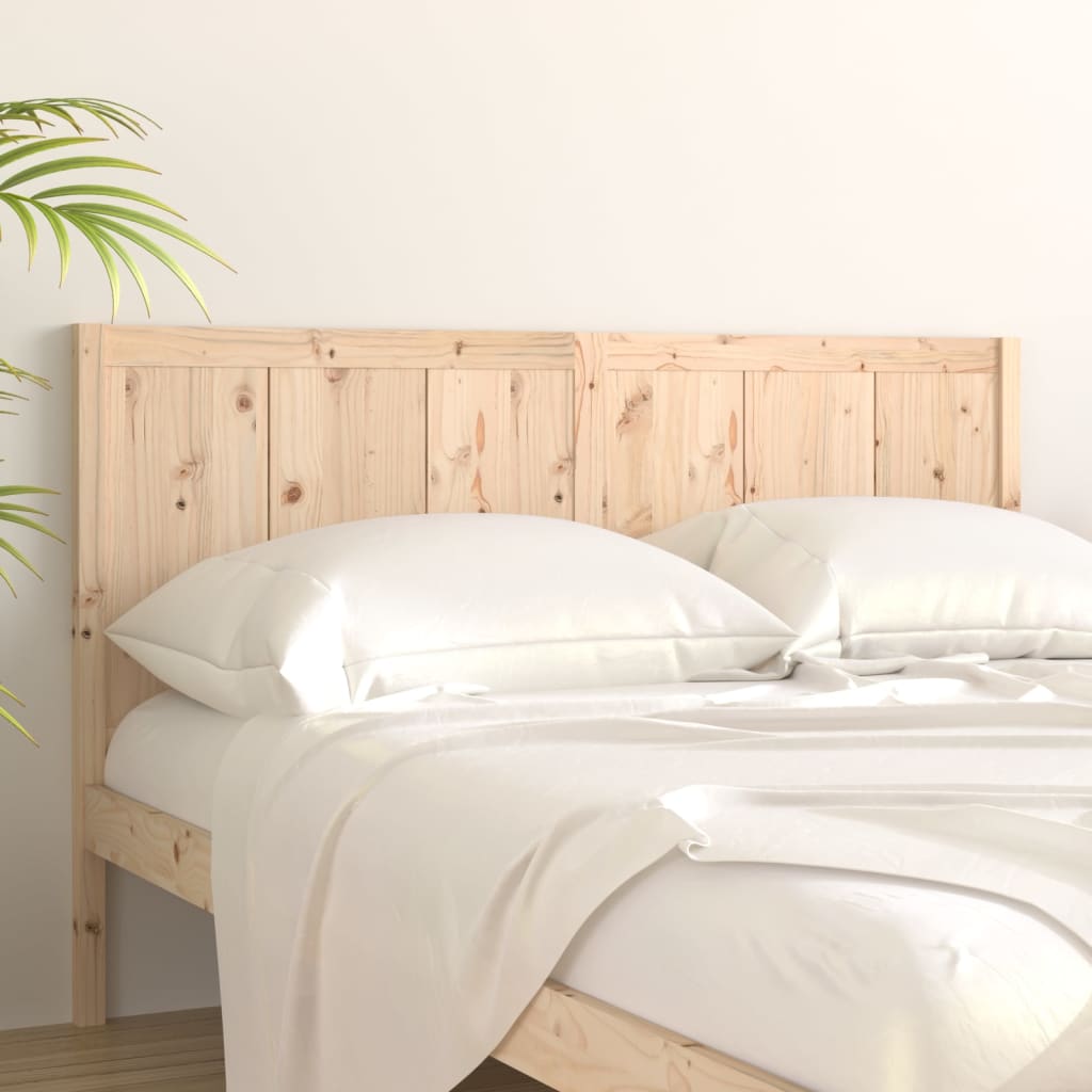 Solid Pine Wood Bed Headboard - 125.5x4x100 cm - Natural Finish