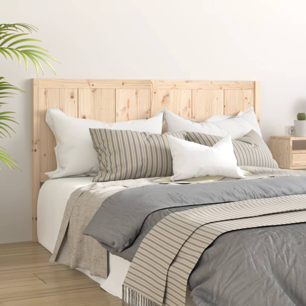 Solid Pine Wood Bed Headboard - 125.5x4x100 cm - Natural Finish