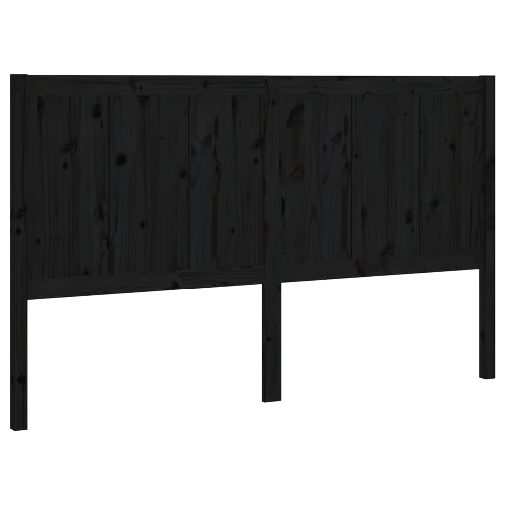 Solid Pine Wood Bed Headboard - Black, 125.5x4x100 cm